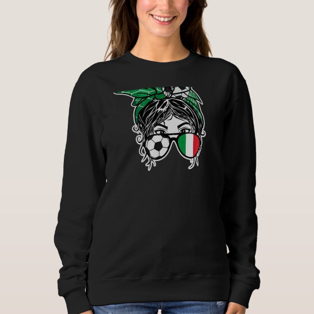 Messy Bun Hair Chica de fútbol italiano Jersey (Anverso)