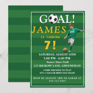 ¡Meta! Invitación de cumpleaños de fútbol para niñ