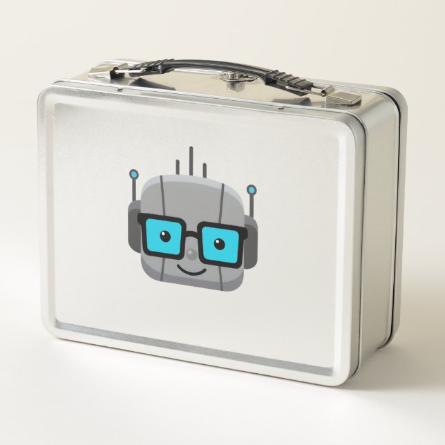 Metal Lunchbox: Pack Your Tech with 844-AI-NERDS (Reverso)