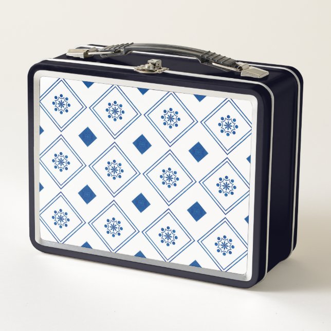 Metal lunchbox with a navy blue frame  (Anverso)
