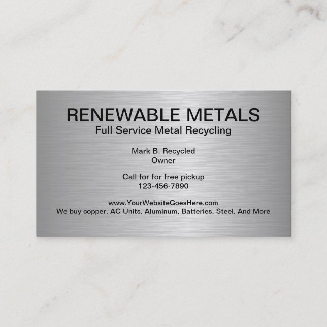 Metal que recicla tarjetas de visita (Anverso)
