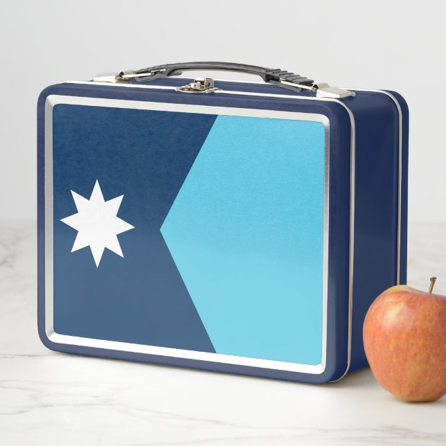 Metal Stainless Lunchbox with flag of Minnesota (In situ)