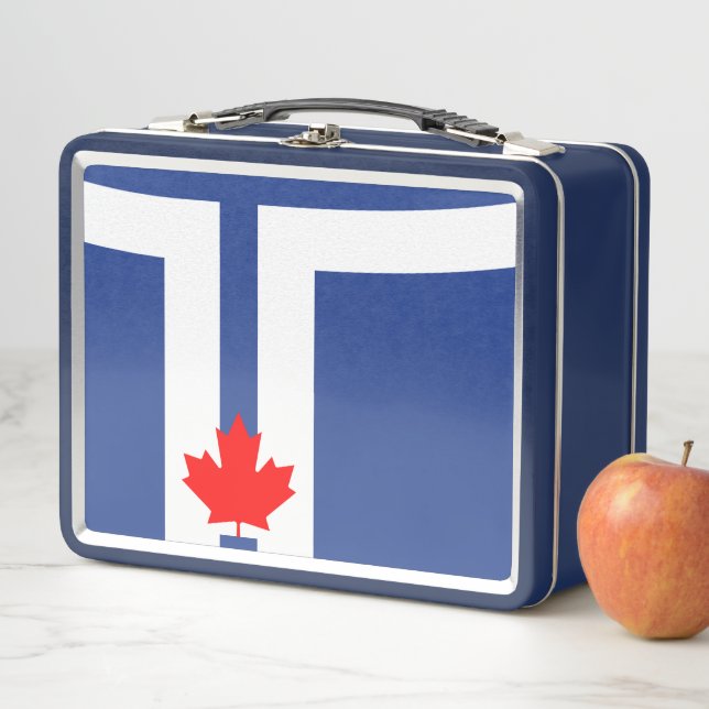 Metal Stainless Lunchbox with flag of Toronto (In situ)
