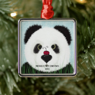 Metálico Adorable Adorno de Metal de Oso Panda