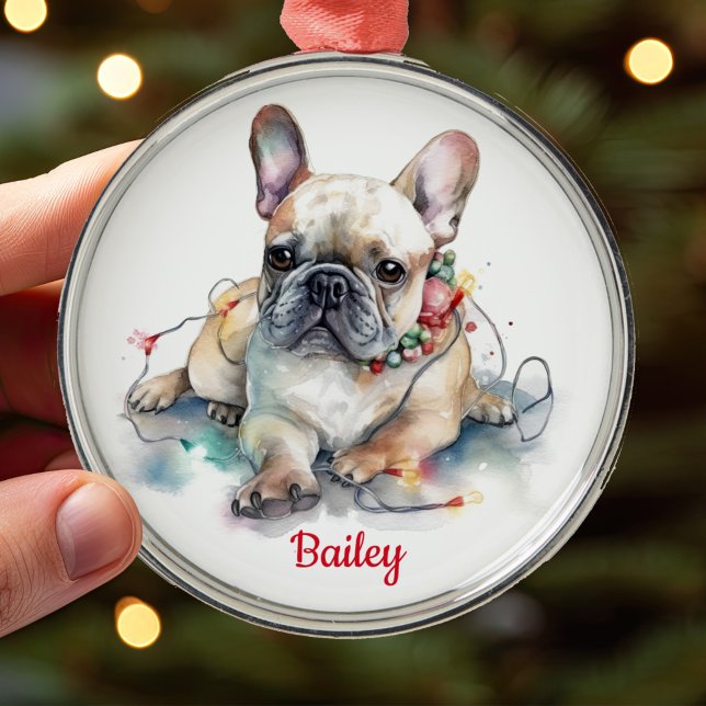 Metálico Adorable Frenchie Adorno de Navidad de Bulldog Fra (Subido por el creador)
