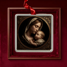 Metálico Adorno «Círculo de Luz: Madonna y Niño»