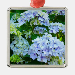 Metálico Adorno Colgante Flores de Hortensia Azul