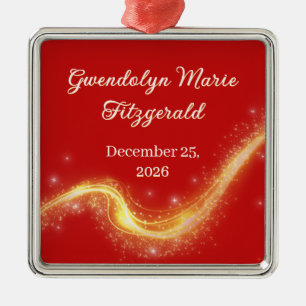 Metálico Adorno conmemorativo de nacimiento rojo regalo par