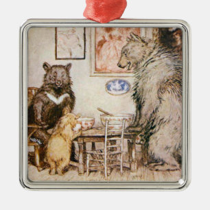 Metálico Adorno cuadrado de los tres osos Ilustración vinta