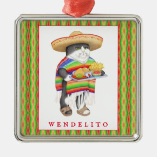 Metálico Adorno cuadrado premium WENDELITO + Texto