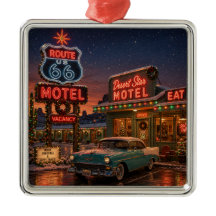 Adorno de árbol de motel Neon Route 66