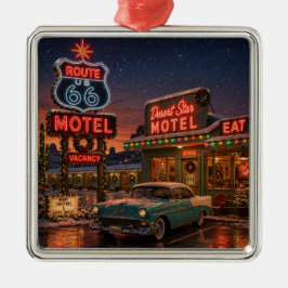 Metálico Adorno de árbol de motel Neon Route 66