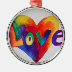 Metálico Adorno de Arte de Palabras Corazón Arcoíris de Amo