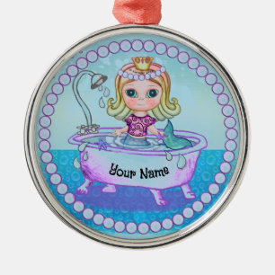 Metálico Adorno de baño de Sirena Feliz