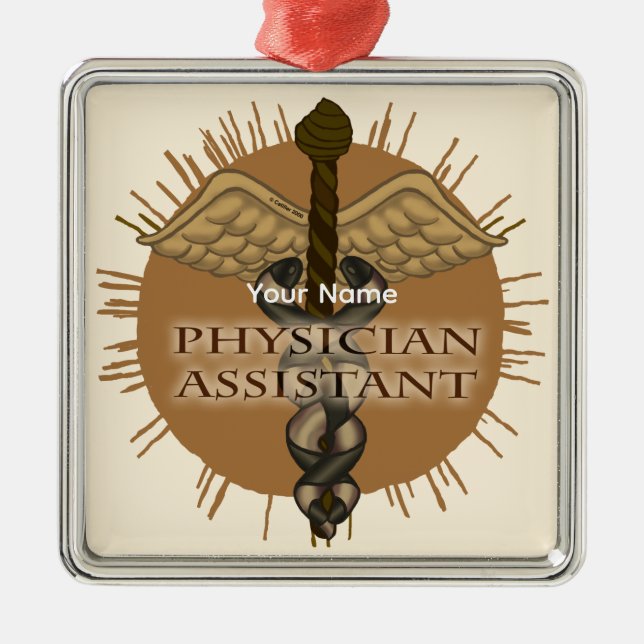 Metálico Adorno de caduceo de asistente médico (Frente)