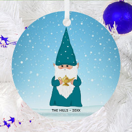 Metálico Adorno de cerámica de gnomo de Navidad sosteniendo