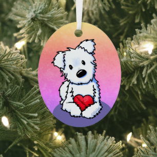 Metálico Adorno de cerámica KiniArt Westie Heart