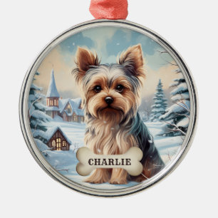 Metálico Adorno de círculo de cerámica de perro Terrier de 