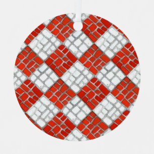 Metálico Adorno de Círculo de Metal MOSAICO DE CUADROS ROJO