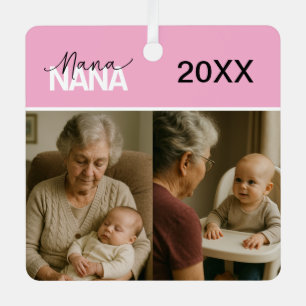 Metálico Adorno de foto de Nana personalizado con 2 fotos d