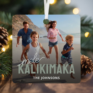 Metálico Adorno de foto familiar tropical Mele Kalikimaka