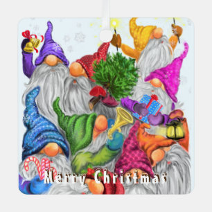 Metálico Adorno de Gnomos de Navidad