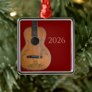 Metálico Adorno de Guitarra Acústica Antigua