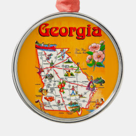 Metálico Adorno de Mapa Antiguo de Georgia