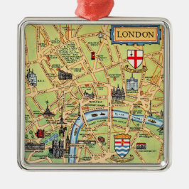 Metálico Adorno de Mapa Antiguo de Londres