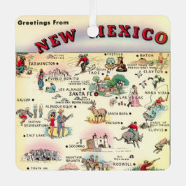Metálico Adorno de Mapa Antiguo de Nuevo México