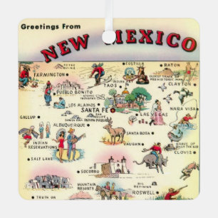Metálico Adorno de Mapa Antiguo de Nuevo México