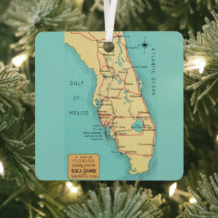 Metálico Adorno de mapa de Boca Grande Useppa Florida