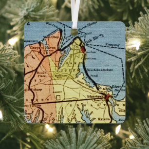 Metálico Adorno de mapa de Martha's Vineyard