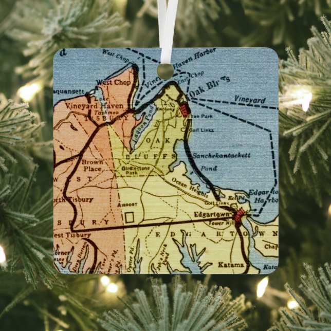 Metálico Adorno de mapa de Martha's Vineyard (in situ)
