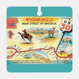 Metálico Adorno de Mapa de Wyoming