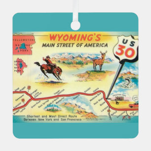 Metálico Adorno de Mapa de Wyoming