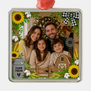 Metálico Adorno de marco de foto de granja rústica