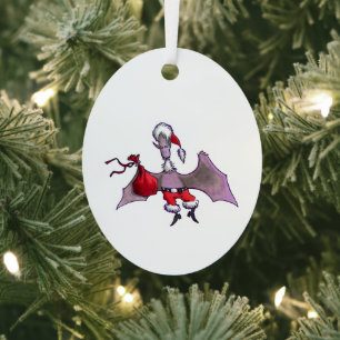 Metálico Adorno de metal ovalado de Santa Bat
