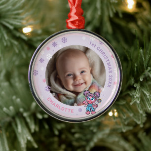 Metálico Adorno de metal para foto de Navidad del bebé Abby