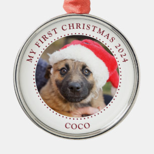 Metálico Adorno de Navidad con foto de cachorro