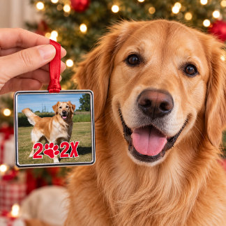 Metálico Adorno de Navidad con foto de mascota personalizad