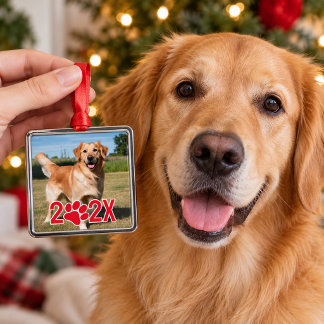 Metálico Adorno de Navidad con foto de mascota personalizad