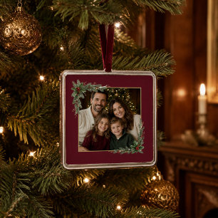 Metálico Adorno de Navidad con Foto Familiar Personalizada