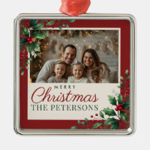 Adorno de Navidad con Foto Personalizada Botánico 