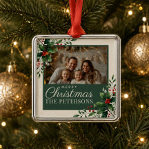 Adorno de Navidad con Foto Personalizada Crema Bot