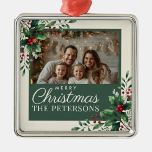 Metálico Adorno de Navidad con Foto Personalizada Crema Bot