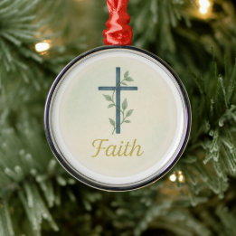 Metálico Adorno de Navidad de acuarela "Fe"