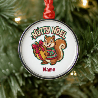 Metálico Adorno de Navidad de Ardilla Bonita, Nutty Noel
