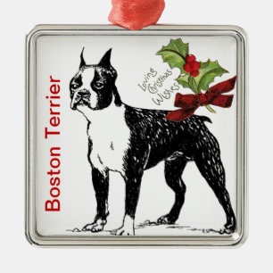 Metálico Adorno de Navidad de Boston Terrier