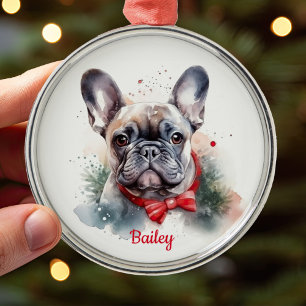 Metálico Adorno de Navidad de Bulldog Francés Frenchie
